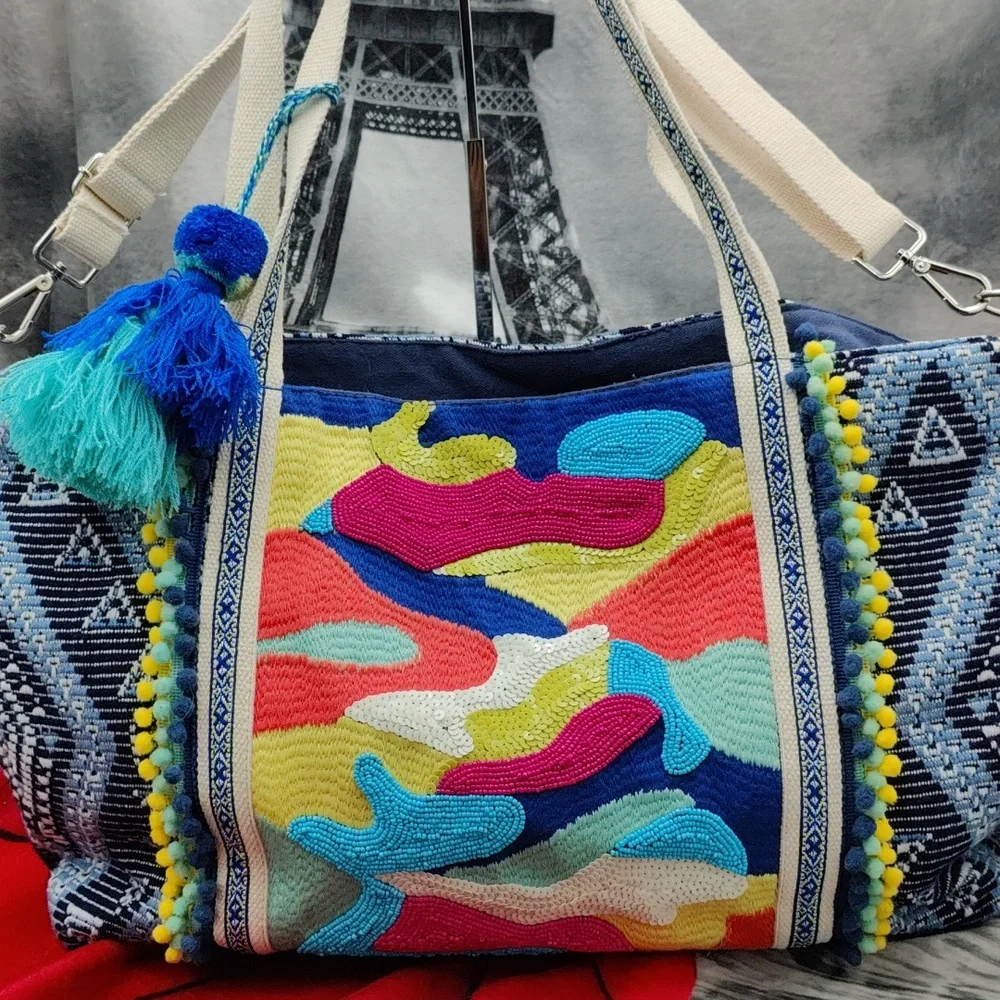 America And Beyond Beaded Tote